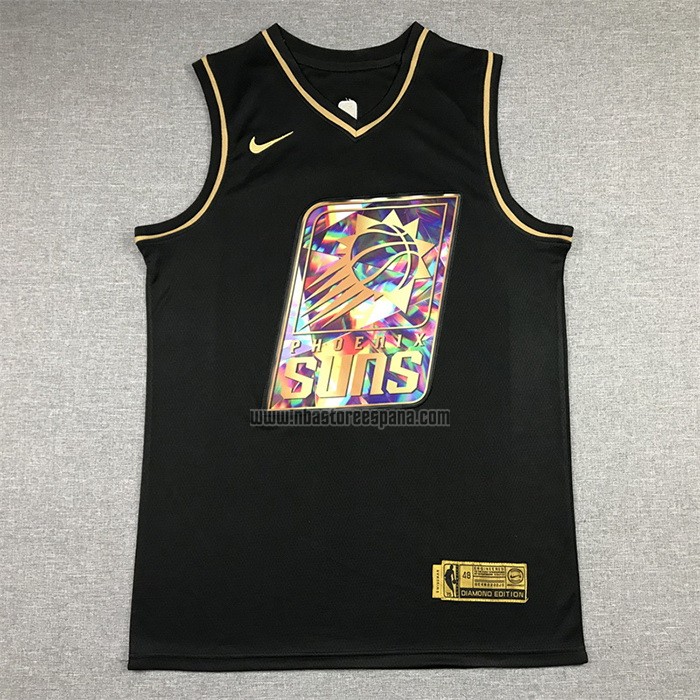 Camiseta Golden Edition Phoenix Suns Devin Booker NO 1 2021-22 Negro
